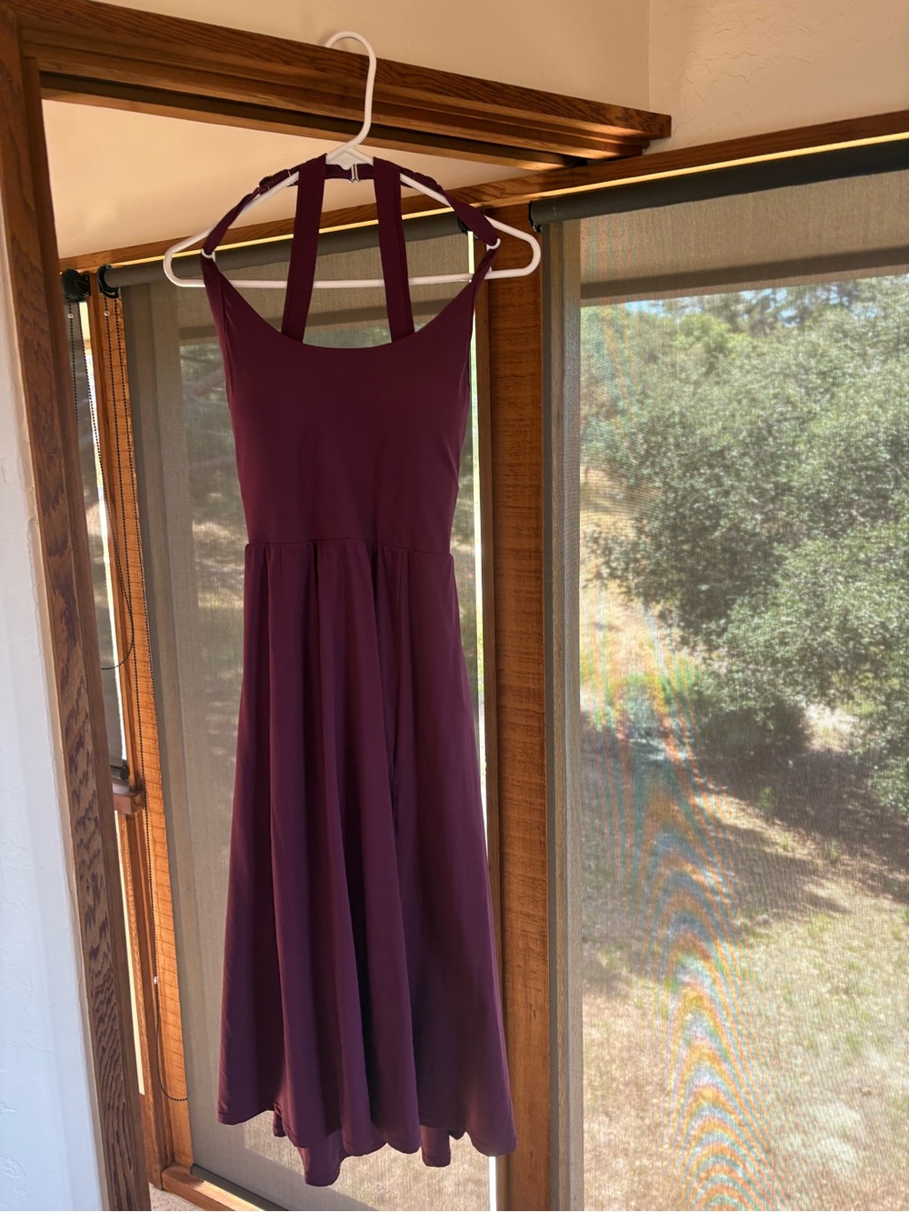Women's Sleeveless Sports Dress with built-in shorts in Plum - Size XL